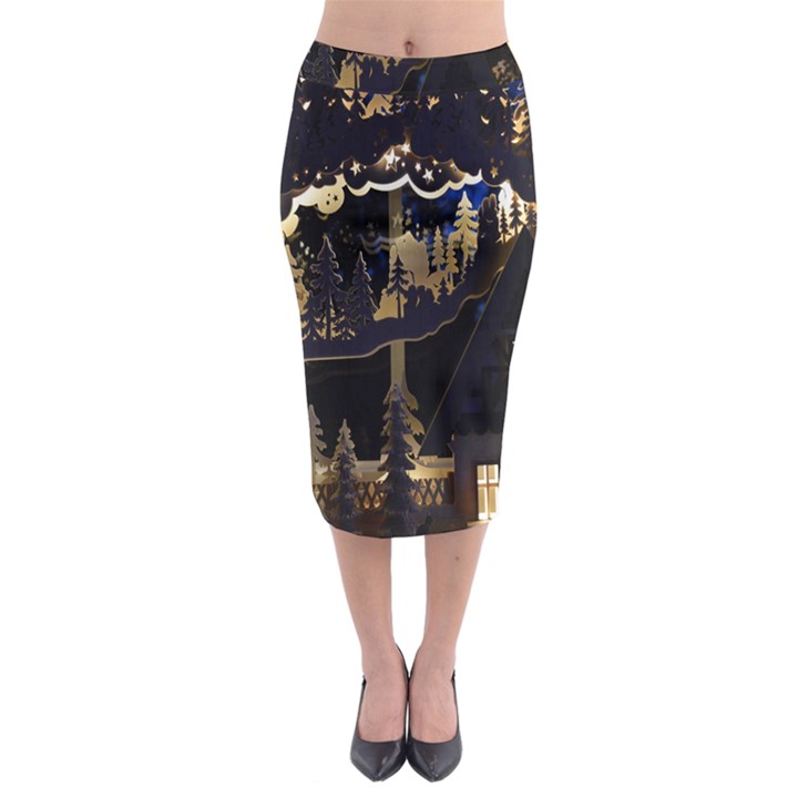 Christmas Advent Candle Arches Midi Pencil Skirt