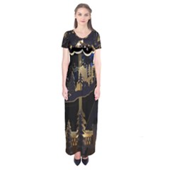 Christmas Advent Candle Arches Short Sleeve Maxi Dress