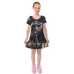 Christmas Advent Candle Arches Kids  Short Sleeve Velvet Dress