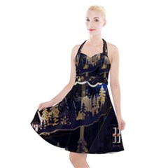 Christmas Advent Candle Arches Halter Party Swing Dress 