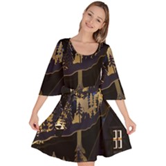 Christmas Advent Candle Arches Velvet Kimono Dress