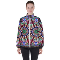 Church Window Window Rosette High Neck Windbreaker (women)