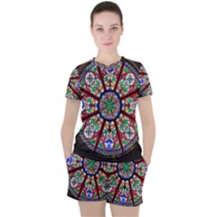 Church Window Window Rosette Women s Tee And Shorts Set