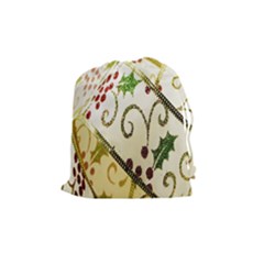 Christmas Ribbon Background Drawstring Pouch (medium)