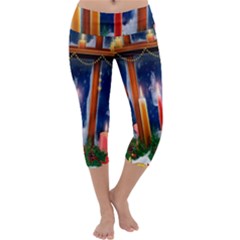 Christmas Lighting Candles Capri Yoga Leggings by Wegoenart