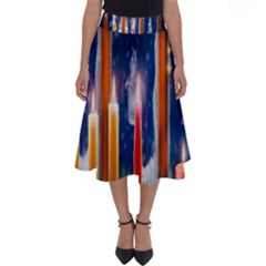 Christmas Lighting Candles Perfect Length Midi Skirt by Wegoenart