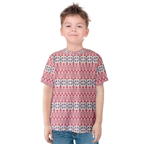 Christmas Pattern Vintage Kids  Cotton Tee by Wegoenart