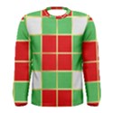 Christmas Fabric Textile Red Green Men s Long Sleeve Tee View1