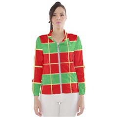 Christmas Fabric Textile Red Green Windbreaker (women) by Wegoenart