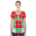 Christmas Fabric Textile Red Green Short Sleeve Front Detail Top View1