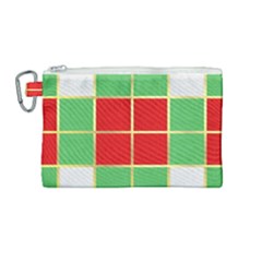 Christmas Fabric Textile Red Green Canvas Cosmetic Bag (medium) by Wegoenart