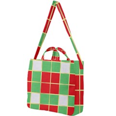 Christmas Fabric Textile Red Green Square Shoulder Tote Bag by Wegoenart