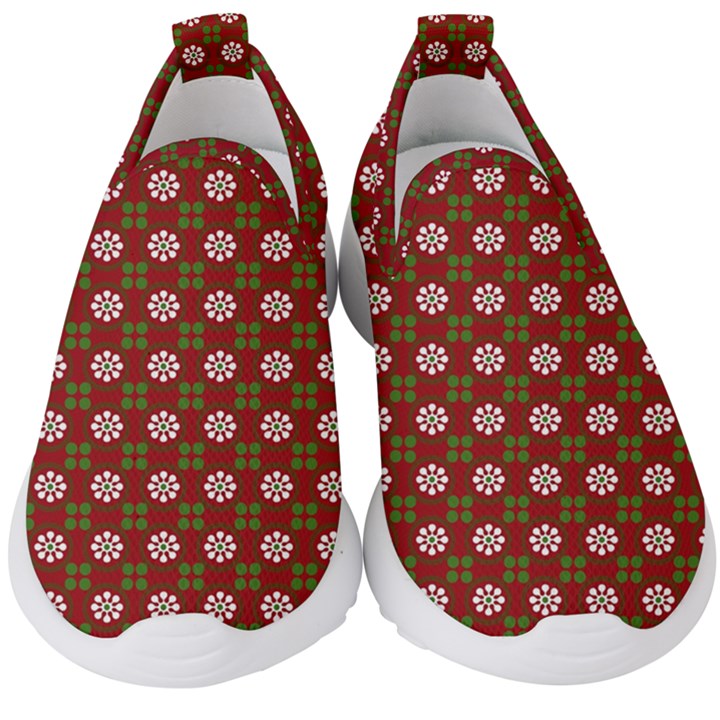 Christmas Paper Wrapping Pattern Kids  Slip On Sneakers