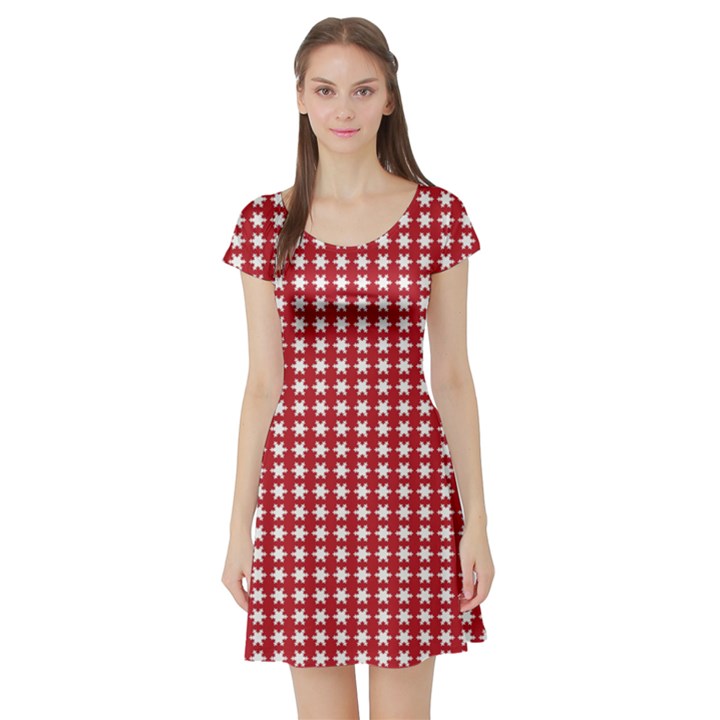 Christmas Paper Wrapping Paper Short Sleeve Skater Dress