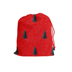 Christmas Time Fir Trees Drawstring Pouch (large) by Wegoenart