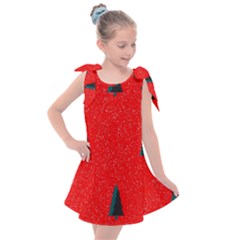 Christmas Time Fir Trees Kids  Tie Up Tunic Dress by Wegoenart