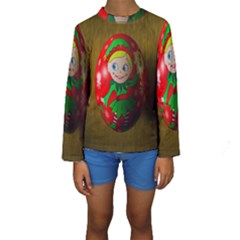 Christmas Wreath Ball Decoration Kids  Long Sleeve Swimwear