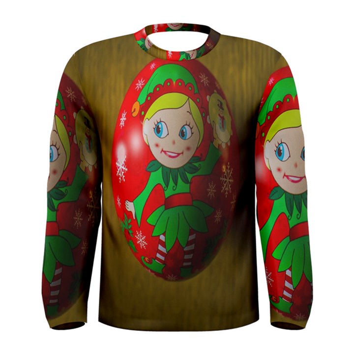 Christmas Wreath Ball Decoration Men s Long Sleeve Tee