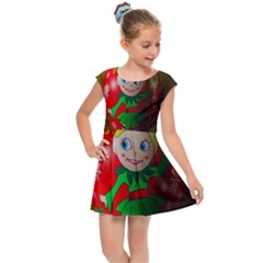 Christmas Wreath Ball Decoration Kids Cap Sleeve Dress by Wegoenart