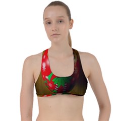 Christmas Wreath Ball Decoration Criss Cross Racerback Sports Bra by Wegoenart