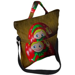 Christmas Wreath Ball Decoration Fold Over Handle Tote Bag by Wegoenart