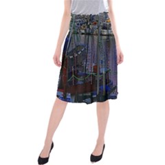 Christmas Boats In Harbor Midi Beach Skirt by Wegoenart