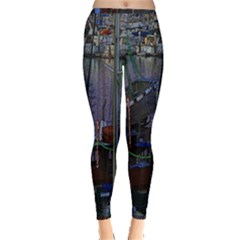 Christmas Boats In Harbor Inside Out Leggings by Wegoenart