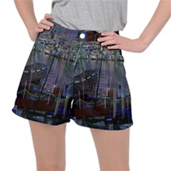 Christmas Boats In Harbor Stretch Ripstop Shorts by Wegoenart