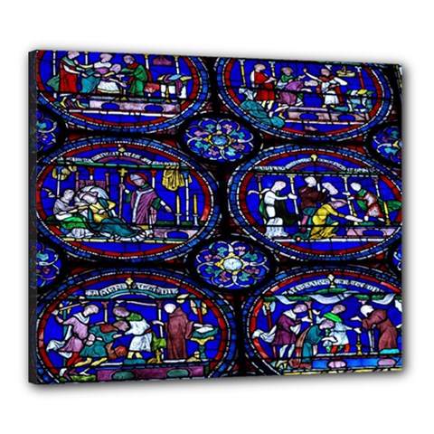 Church Window Canterbury Canvas 24  X 20  (stretched) by Wegoenart