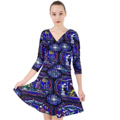 Church Window Canterbury Quarter Sleeve Front Wrap Dress by Wegoenart