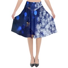 Christmas Card Christmas Atmosphere Flared Midi Skirt by Wegoenart