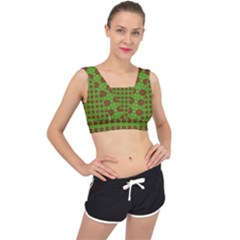 Christmas Paper Wrapping Patterns V-back Sports Bra by Wegoenart