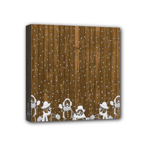 Christmas Snowmen Rustic Snow Mini Canvas 4  X 4  (stretched) by Wegoenart