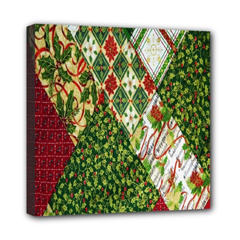 Christmas Quilt Background Mini Canvas 8  X 8  (stretched)