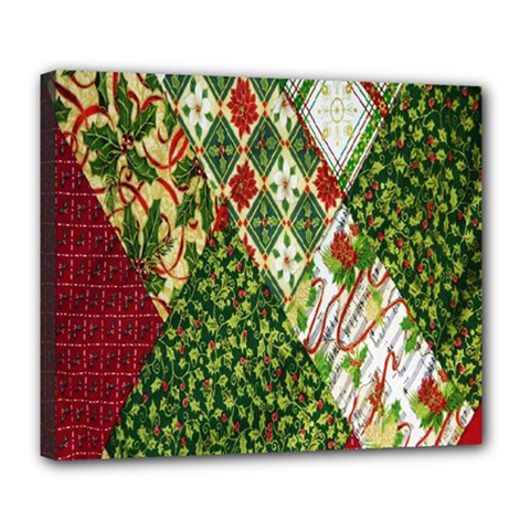 Christmas Quilt Background Deluxe Canvas 24  X 20  (stretched) by Wegoenart