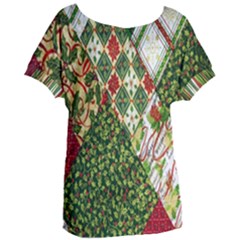 Christmas Quilt Background Women s Oversized Tee by Wegoenart