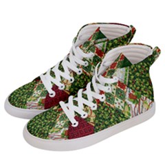 Christmas Quilt Background Men s Hi-top Skate Sneakers by Wegoenart