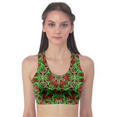 Christmas Kaleidoscope Pattern Sports Bra by Wegoenart