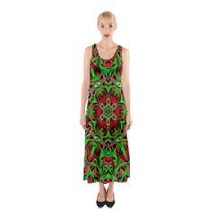 Christmas Kaleidoscope Pattern Sleeveless Maxi Dress by Wegoenart