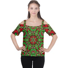 Christmas Kaleidoscope Pattern Cutout Shoulder Tee