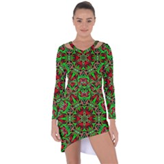 Christmas Kaleidoscope Pattern Asymmetric Cut-out Shift Dress