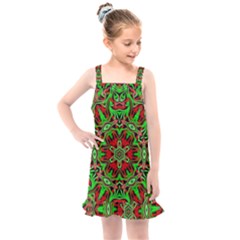 Christmas Kaleidoscope Pattern Kids  Overall Dress by Wegoenart