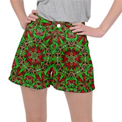 Christmas Kaleidoscope Pattern Stretch Ripstop Shorts by Wegoenart