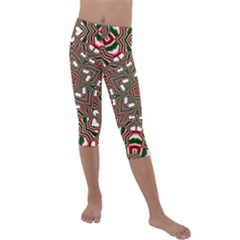 Christmas Kaleidoscope Kids  Lightweight Velour Capri Leggings 