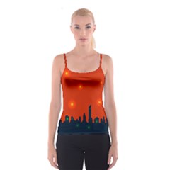 City Light Night Lights Evening Spaghetti Strap Top by Wegoenart