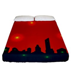 City Light Night Lights Evening Fitted Sheet (queen Size) by Wegoenart