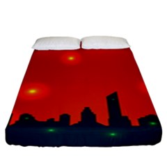 City Light Night Lights Evening Fitted Sheet (king Size) by Wegoenart