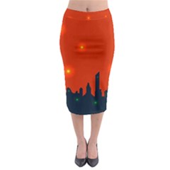 City Light Night Lights Evening Midi Pencil Skirt