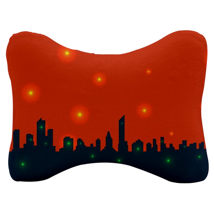 City Light Night Lights Evening Velour Seat Head Rest Cushion