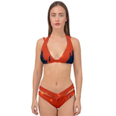 City Light Night Lights Evening Double Strap Halter Bikini Set by Wegoenart